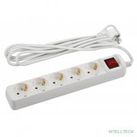 ЭРА Б0044045 Удлинитель электрический U-5es-5m-3x1,5 с заземлением с выключателем 5 розеток 5м ПВС 3x1,5мм2 16А