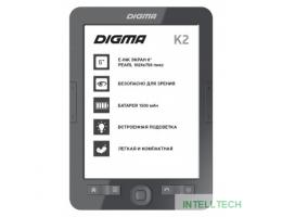 Digma K2G 6" E-ink HD Pearl 758x1024 600MHz/4Gb/microSDHC/frontlight темно-серый [1406109]