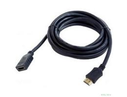 Кабель-удлинитель HDMI Cablexpert CC-HDMI4X-6, 19M/19F, v2.0, позол.разъемы, экран, 1.8м, черный, пакет