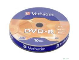 43729 Диски DVD-R Verbatim 4.7Gb 16-х, 10шт. Shrink