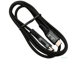 Cablexpert Кабель USB2.0 Type-C/Type-C, 5А, 240Вт, PD3.1/QC4.0, медь, оплетка, 1м, черный (CCP-USB2.0-240W-1M)