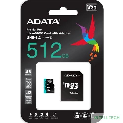 Micro SecureDigital 512GB A-Data AUSDX512GUI3V30SA2-RA1 Premier Pro + adapter Class10