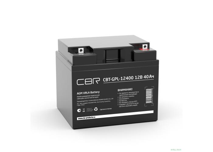 CBR Аккумуляторная VRLA батарея CBT-GPL-12400 (12В 40Ач), клеммы L1 (болт М5 с гайкой)