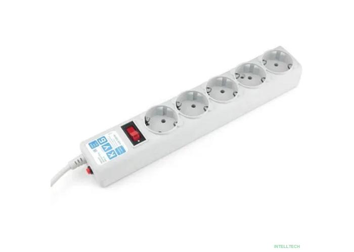 PowerCube Фильтр-удлинитель, 5.0м, 5 евророзеток (SPG-B-15), серый
