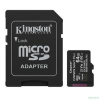 Micro SecureDigital 64GB Kingston Canvas Select Plus, UHS-I, U3, V30, A2, с адаптером