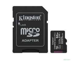 Micro SecureDigital 64GB Kingston Canvas Select Plus, UHS-I, U3, V30, A2, с адаптером