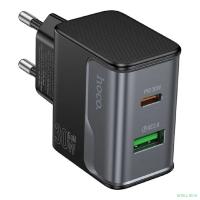 HOCO Зарядное устройство Hoco 30Вт, 3А, QC3.0/PD, 1xUSB, 1xType-C, CS73A, черный, коробка