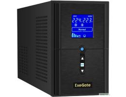Exegate EX295981RUS ИБП (инвертор, синус, для котла) ExeGate SineTower SN-1000.LCD.AVR.2SH.1C13.USB <1000VA/800W, чистая синусоида, LCD дисплей, AVR, 2*Schuko+1*C13, USB, линейно-интерактивный, Black>