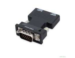 ORIENT C105, Адаптер HDMI F -> VGA 15M+Audio, для подкл.монитора/проектора к выходу HDMI, аудиокабель в комплекте, черный (31300)