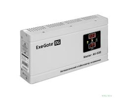 Exegate EX291736RUS Стабилизатор напряжения ExeGate Master AV-500 (500ВА, 140-260В, цифр. индикация вход/вых. напряжения, 220В±8%, КПД 98%, 5 уровней защиты, задержка, метал.корпус, евророзетка, RTL)