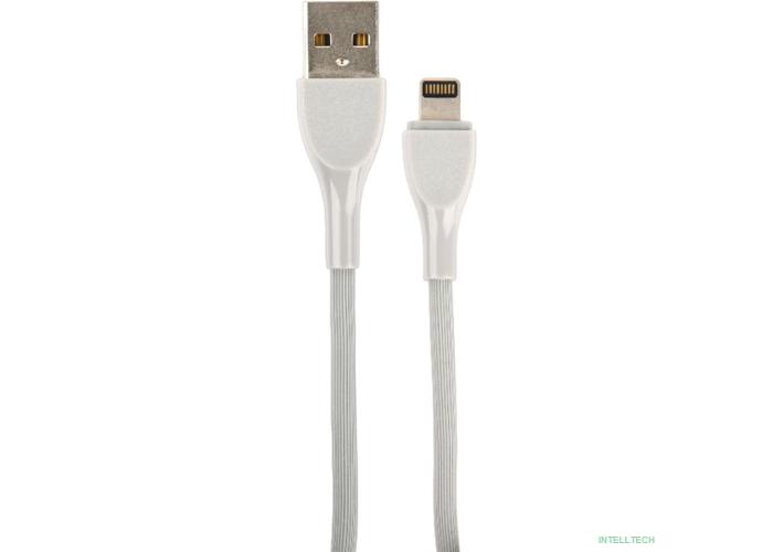 PERFEO Кабель USB A вилка - Lightning вилка, 2.4A, серый, силикон, длина 1 м., ULTRA SOFT (I4332)
