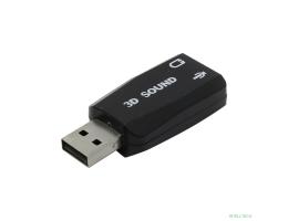 ORIENT Адаптер AU-01N, USB to Audio, 2 x jack 3.5 mm для подключения гарнитуры к порту USB, черный