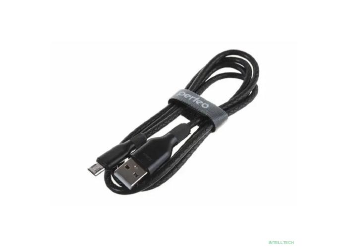 PERFEO Кабель USB A вилка - C вилка, 2.4A, черный, силикон, длина 1 м., ELASTIC (U4718)