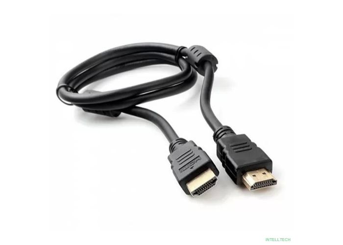Кабель HDMI Cablexpert 19M/19M, v2.0, медь, позол.контакты, экран, 2 фер.кольца, 1м, черный, пакет (CCF2-HDMI4-1M)