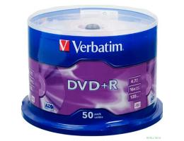 Verbatim  Диски DVD+R  4.7Gb 16-х , 50 шт, Cake Box (43550)