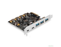 Exegate EX298301RUS Контроллер ExeGate EXE-313-3A2C (PCI-E x4 v3.0, USB3.2 Gen2 3xType-A + 2xType-C ext., SuperSpeed+ скорость до 10 Гбит/с, разъем доп.питания, ASMedia Chipset ASM3142)