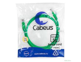 Cabeus PC-UTP-RJ45-Cat.5e-1m-GN Патч-корд U/UTP, категория 5е, 2xRJ45/8p8c, неэкранированный, зеленый, PVC, 1м     