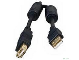 Bion Кабель удлинительный USB 2.0 A-A (m-f), позолоченные контакты, ферритовые кольца, 3м, черный [BXP-CCF-USB2-AMAF-030]