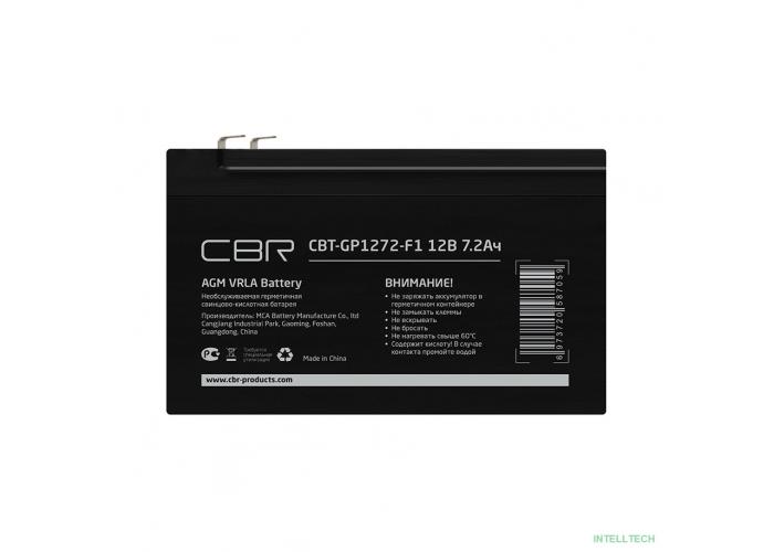 CBR Аккумуляторная VRLA батарея CBT-GP1272-F1 (12В 7.2Ач), клеммы F1