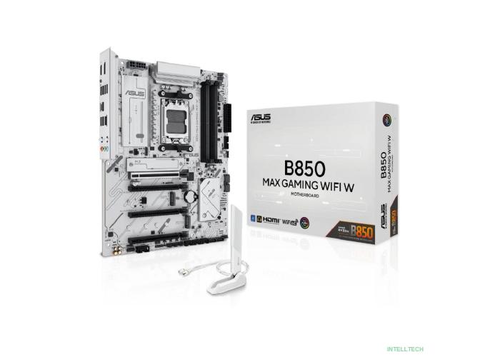 ASUS B850 MAX GAMING WIFI W (Socket AM5,  ATX, 4xDDR5(256GB), DP/HDMI 2.1, 1xPCIe 5.0x16/1xPCIe 4.0x16/2xPCIe 3.0x16, 1xLAN (2.5GbE), Wi-Fi, BT, 4xSATA 6Gb/s, 3xM.2, 1*Type-C, 5xUSB 3.2, 2xUSB 2.0)