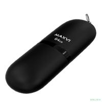 Maxvi USB Drive 64GB SF black, монолит с колпачком, soft touch, USB 2.0