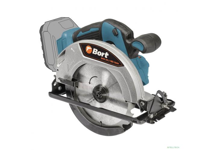 Bort BHK-21LI-185 SOLO ПИЛА ЦИРКУЛЯРНАЯ АККУМУЛЯТОРНАЯ [93418361] { БЕЗ АКБ И ЗУ, АКБ Makita 18V LXT, 0-3800 об/мин, диск 185 мм, 20 мм, 3 кг, аксессуаров 2 шт }