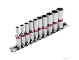 Rexant (12-8318) Набор удлиненных торцевых головок 1/4, шестигранные, CrV, 10 шт., 4-13мм