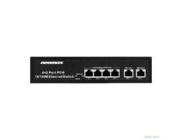 Повреждение упаковки NEOMAX неуправляемый коммутатор NMS-106PoE-100-S, 6 портов 100 Mbps, 4xPoE+, 110W, металл