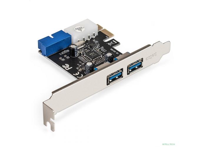 Exegate EX296209RUS Контроллер ExeGate EXE-342 (PCI-E x1 v2.0, 2*USB3.0 ext.+ 1*19pin int. (внутренние коннекторы для подключения 2*USB3.0 портов на корпусе), разъем доп.питания, VIA Labs Chipset VL80