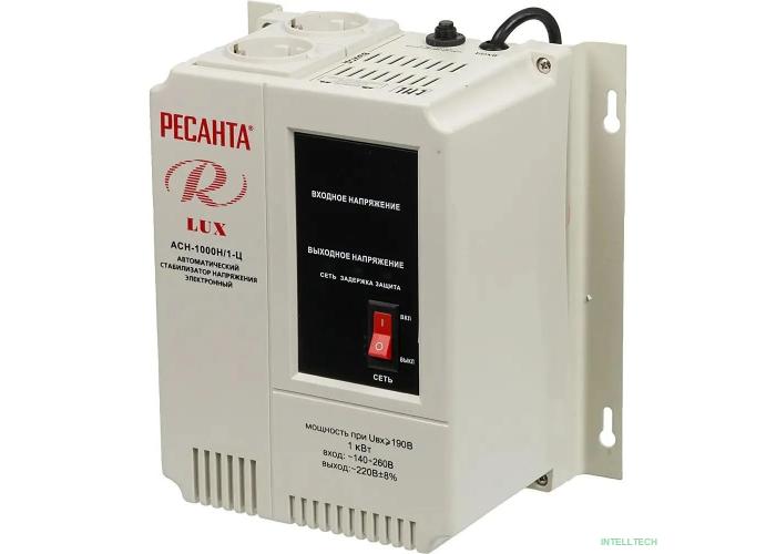 Ресанта АСН-1 000 Н/1-Ц 63/6/14 Стабилизатор Lux {220В±8%, Габариты 206х133х230, Вес 4кг} 4606059015505