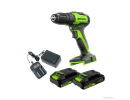 Greenworks GD24DD35 Дрель-шуруповерт аккумуляторная, 24V, б/щет, 29/35Нм,2х2Ач,ЗУ,кор [3704007CUC]