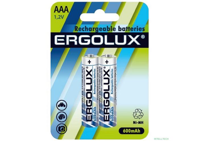 Ergolux AAA-600mAh Ni-Mh BL-2 (NHAAA600BL2, аккумулятор,1.2В)  (2 шт. в уп-ке)