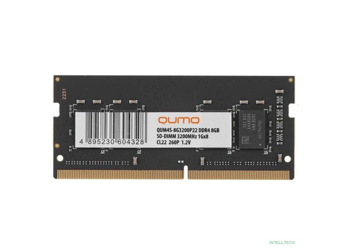 QUMO DDR4 SODIMM 8GB QUM4S-8G3200P22 PC4-25600, 3200MHz OEM/RTL