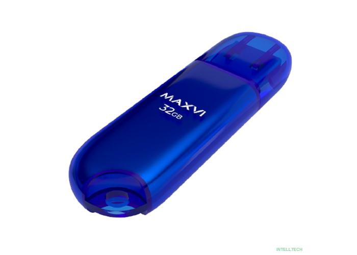 Maxvi USB Drive 32GB P1 blue, монолит с колпачком, ABS пластик, USB 2.0
