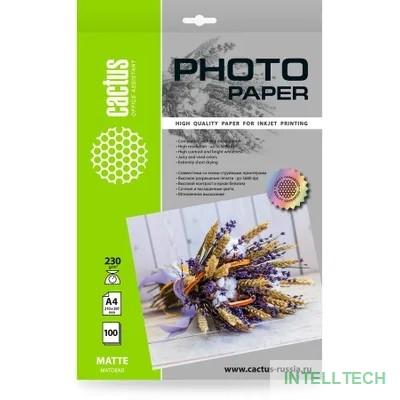 Фотобумага Cactus CS-MA4230100, A4, для струйной печати, 100л, 230г/м2, белый, покрытие матовое