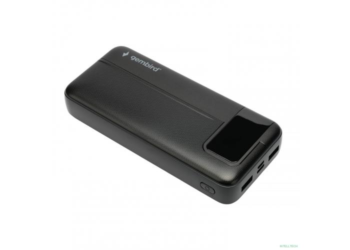 Gembird Портативный аккумулятор, 20000мАч, QC/PD, дисплей, черный (GPB-20Q)
