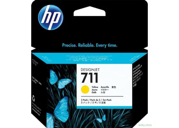 HP CZ136A Картридж №711, Yellow {Designjet T120/T520, Yellow (29ml 3 - pack)}