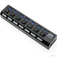 5bites HB37-303PBK Концентратор 7*USB3.0 / БП 5В-2А / 1.2M / BLACK