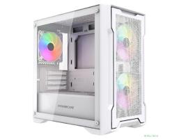 Powercase Mistral Micro X3W ARGB, Tempered Glass, 3x 120mm ARGB PWM Fan, белый, mATX  (CMMXW-A3)