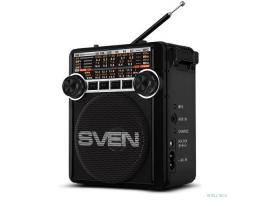 SVEN SRP-355, черный, радиоприемник (мощность 3 Вт (RMS), FM/AM/SW, USB, SD/microSD, фонарь, встроенный аккумулятор)