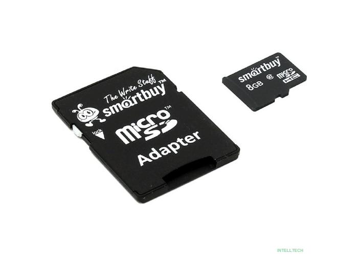 Micro SecureDigital 8Gb Smart buy SB8GBSDCL10-01 {Micro SDHC Class 10, SD adapter}