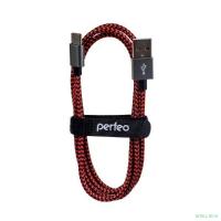 PERFEO Кабель USB2.0 A вилка - USB Type-C вилка, черно-красный, длина 3 м. (U4902)