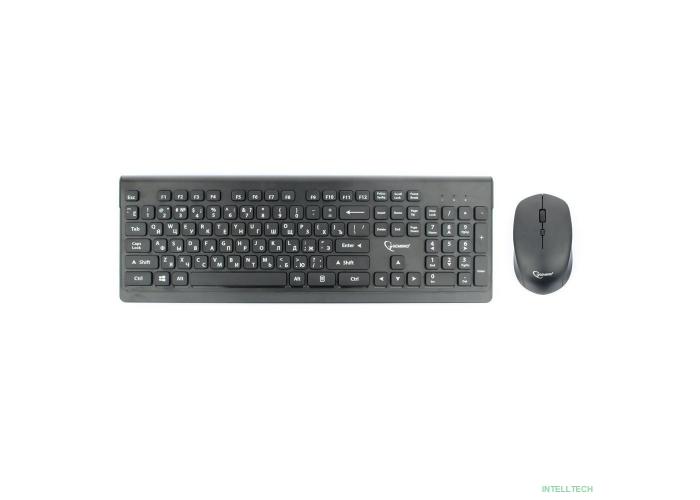 Клавиатура + мышь Gembird KBS-7200 {Беспроводной комплект, черный, 2.4ГГц/10м, 1600 DPI, мини-приемник- USB, Chocolate дизайн}