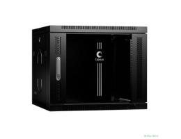 Cabeus SH-05F-9U60/60-BK Шкаф телекоммуникационный настенный 19" 9U 600x600x501mm (ШхГхВ) дверь стекло, цвет черный (RAL 9004)