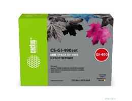 Чернила Cactus CS-GI-490set GI-490 голубой/пурпурный/желтый/черный набор 3x70ml для Canon PIXMA G140