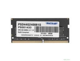 Память SO-DIMM DDR4 4Gb PC19200 2400MHz CL17 Patriot 1.2V (PSD44G240081S)
