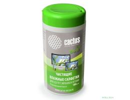 Салфетки Cactus CS-1001PE для экранов и оптики туба 100шт влажных