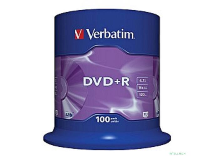Verbatim  Диски DVD+R  4.7Gb 16-х, 100шт, Cake Box (43551)
