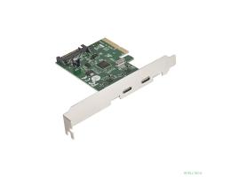 Exegate EX283715RUS Контроллер EXE-313 PCI-Ex4, 2*USB3.1 Type-C ext, разъем доп.питания (OEM)