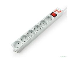 PowerCube Фильтр-удлинитель (SPG(5+1)-B-6), 1,9 м 6 розеток 10А/2,2кВт, серый